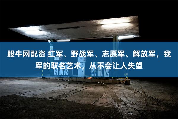 股牛网配资 红军、野战军、志愿军、解放军，我军的取名艺术，从不会让人失望